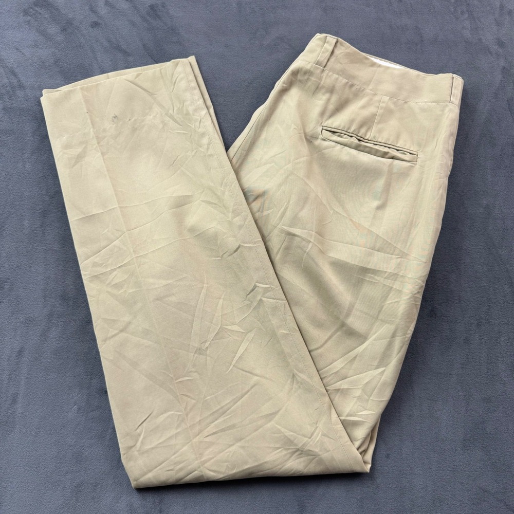 Vintage Corbin Ltd Prime Poplin Khaki Trousers Tan Straight Leg Dress Pant 38x32